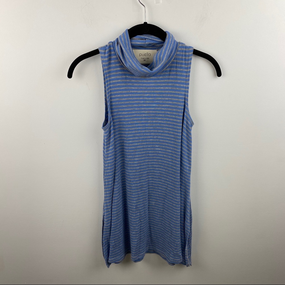 Puella Cowl Neck Striped Top Side Slits